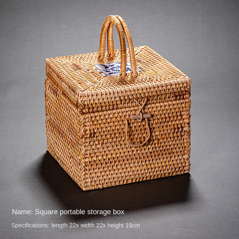 Rattan Pu'er Tea Caddy Storage Basket