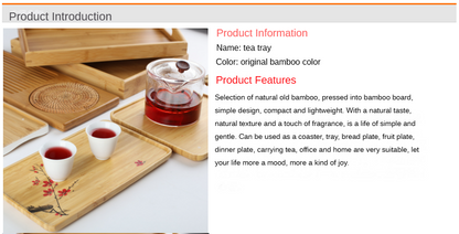 Rectangular Bamboo Tea Tray