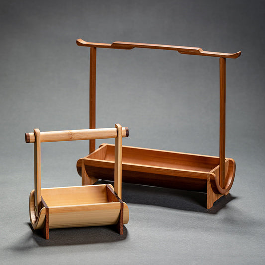 Chinese Style Bamboo Handle Tea Tray