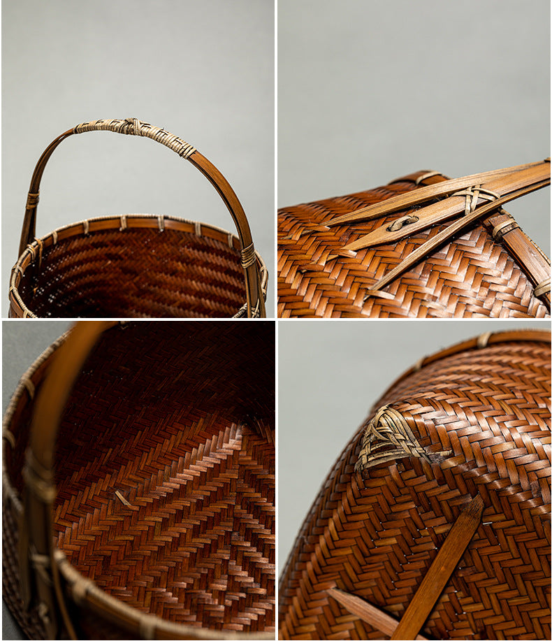In Chinese Antique Style Bamboo Woven Cabas