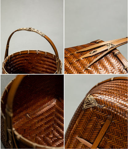 In Chinese Antique Style Bamboo Woven Cabas