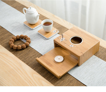 Bamboo Base Tea Warmer Candle Heater