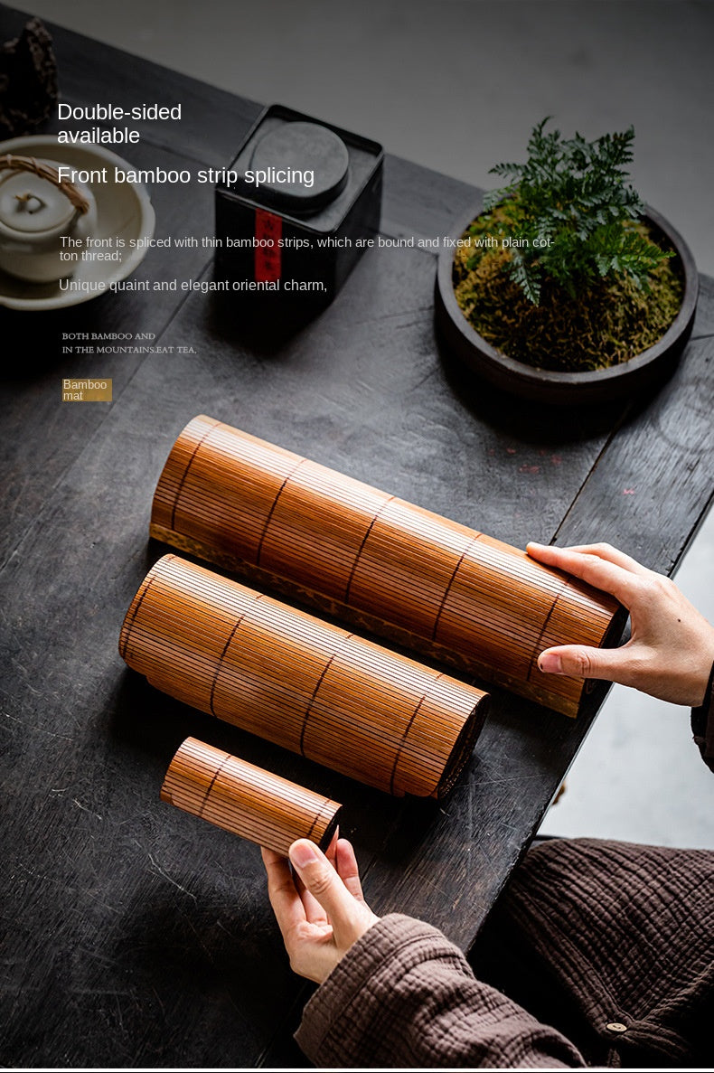 Large Lacquered Bamboo Tea Mat
