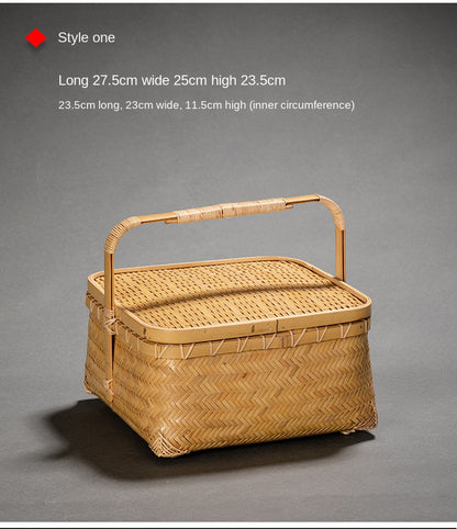 Bamboo Woven Storage Basket with Lid