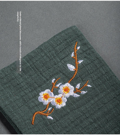 Cotton and Linen Embroidered Tea Towel
