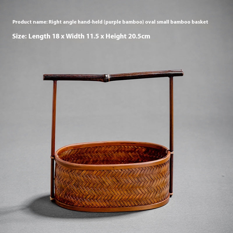 Large Lacquered Bamboo Woven Storage Basket
