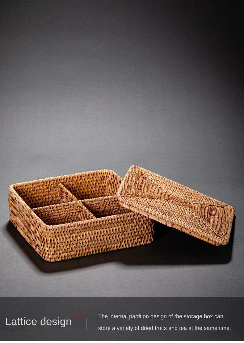 Rattan Pu'er Tea Caddy Storage Basket