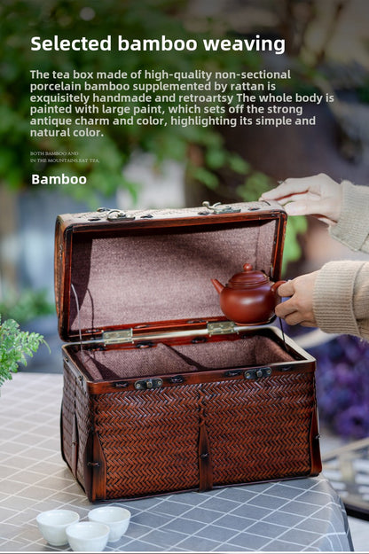 Bamboo tea set storage box