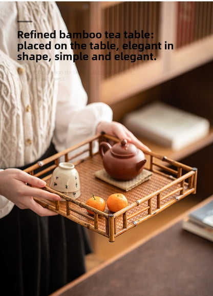 Japanese-style bamboo tea tray