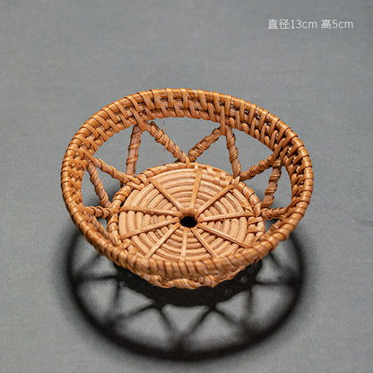 Rattan Tea Cake Tray Chinese Zen Hollow Saucer