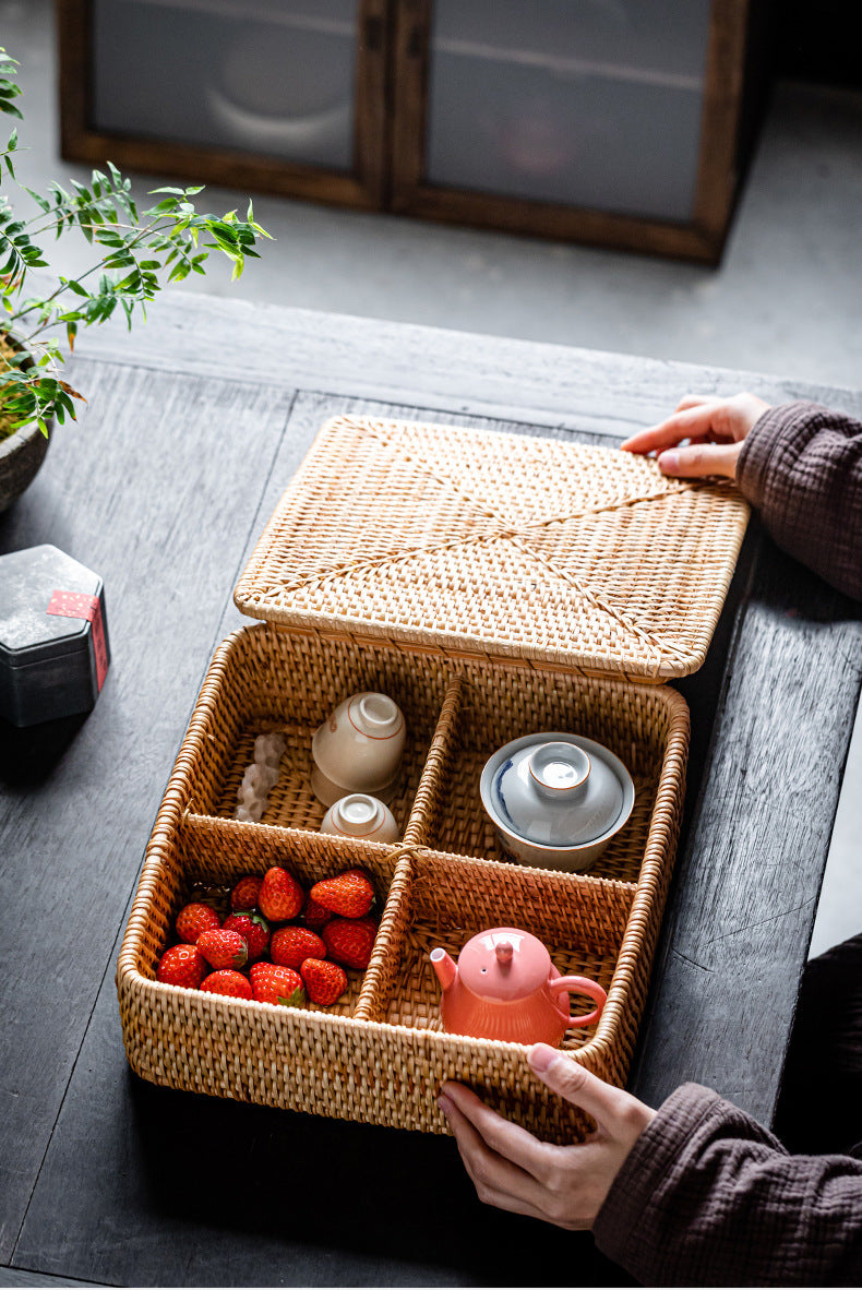 Rattan Pu'er Tea Caddy Storage Basket