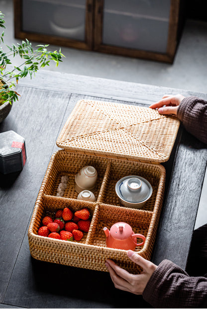 Rattan Pu'er Tea Caddy Storage Basket