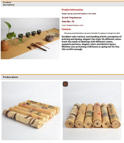 Natural Printed Bamboo Tea Mat Heat Insulation Pad