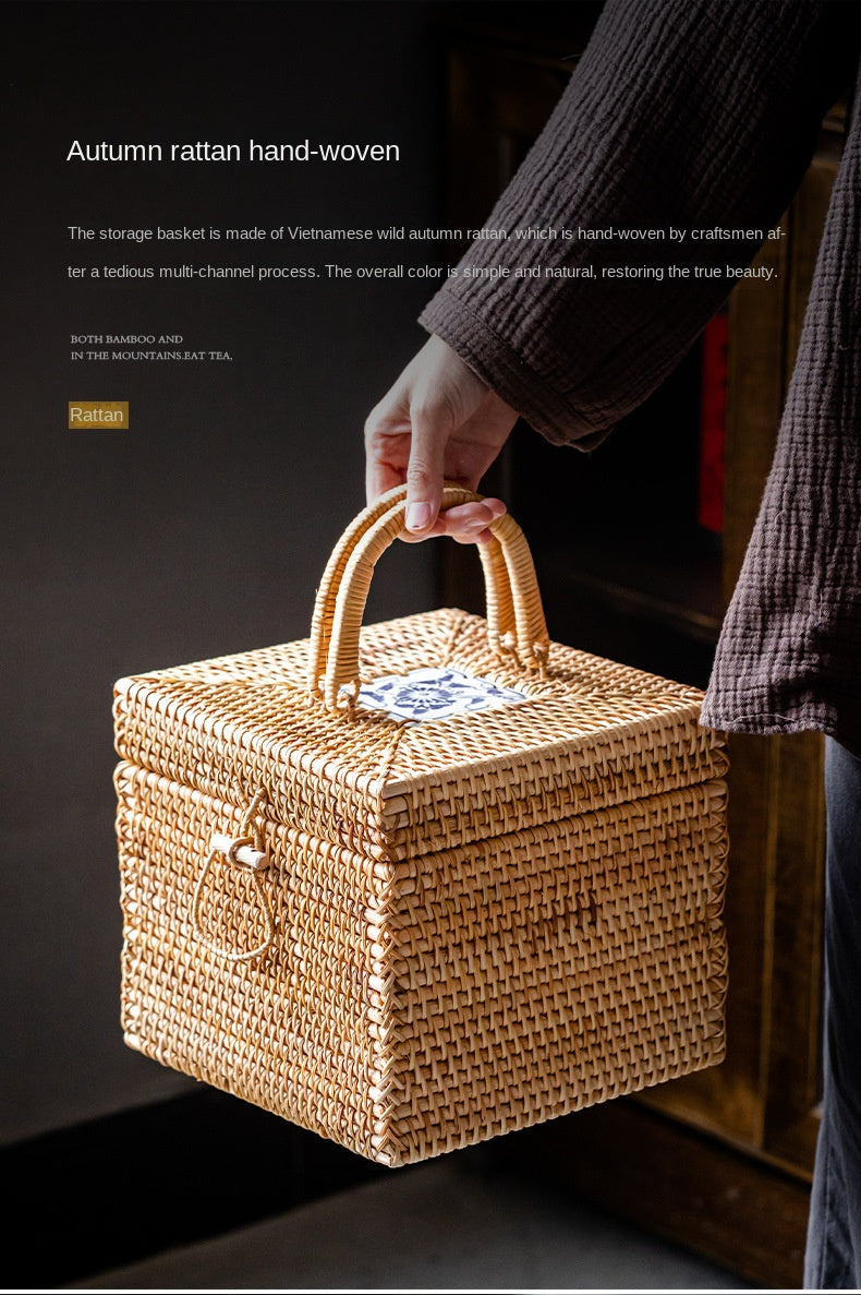 Rattan Pu'er Tea Caddy Storage Basket