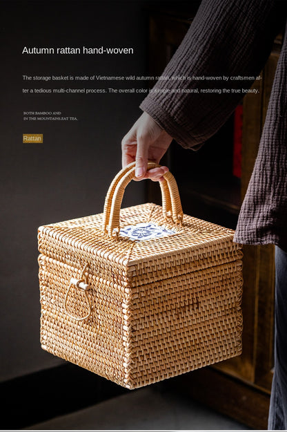 Rattan Pu'er Tea Caddy Storage Basket