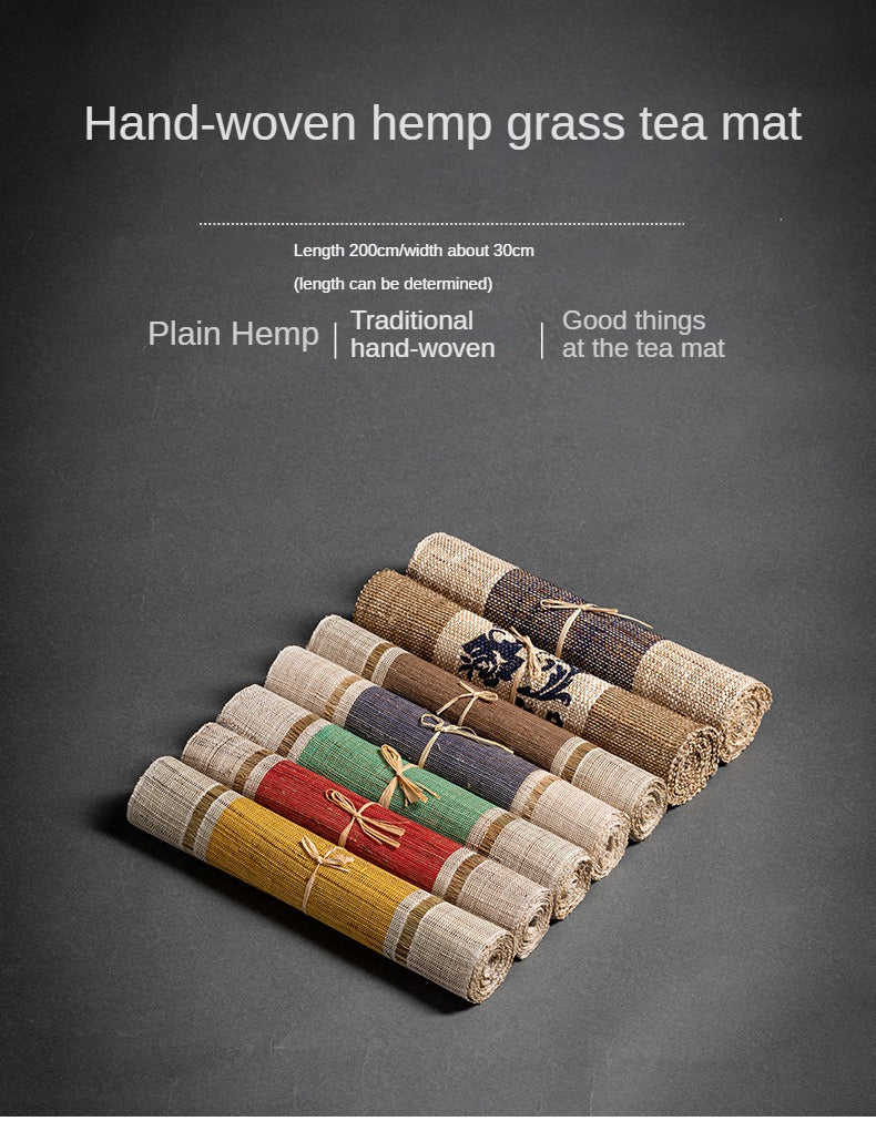 Hand-woven hemp grass tea mat