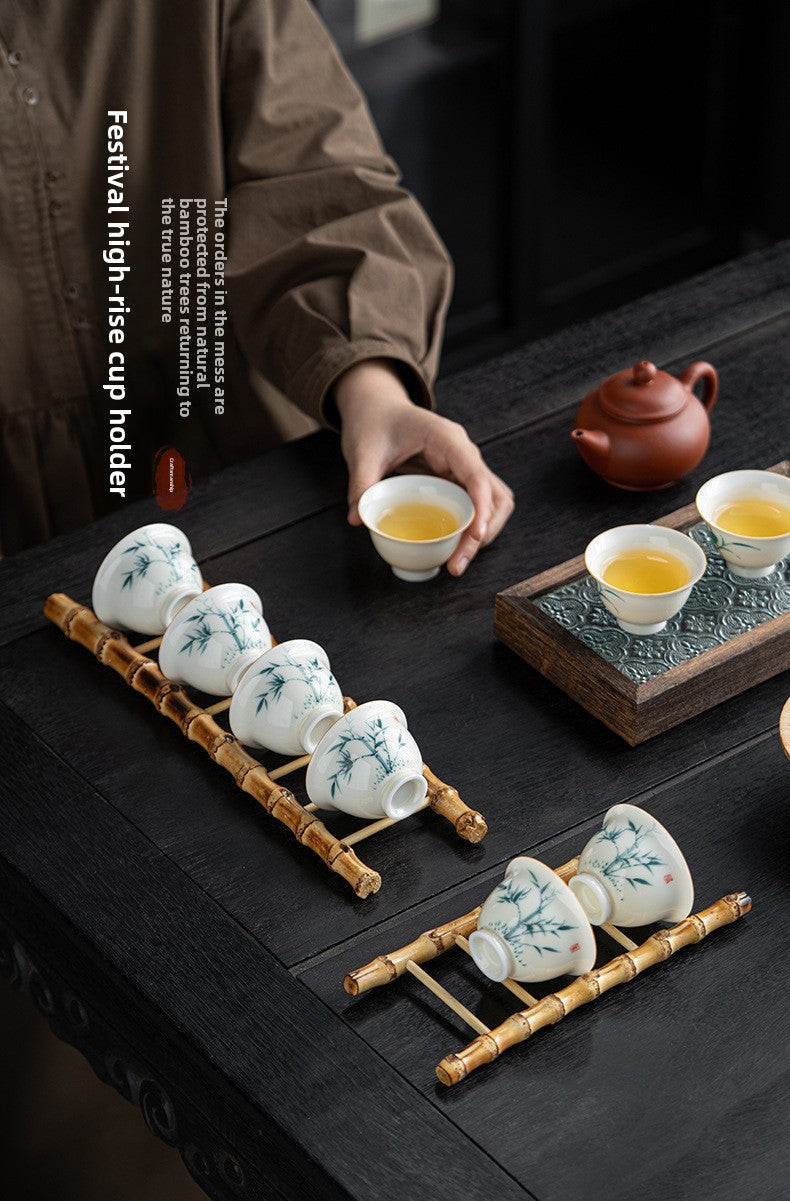 Bamboo Whip Tea Cup Holder