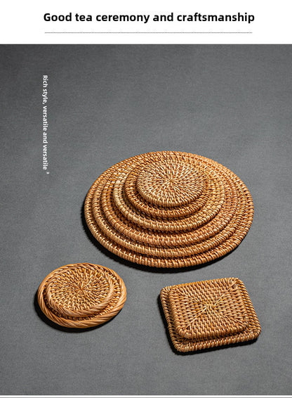 Rattan Woven Coaster Pot