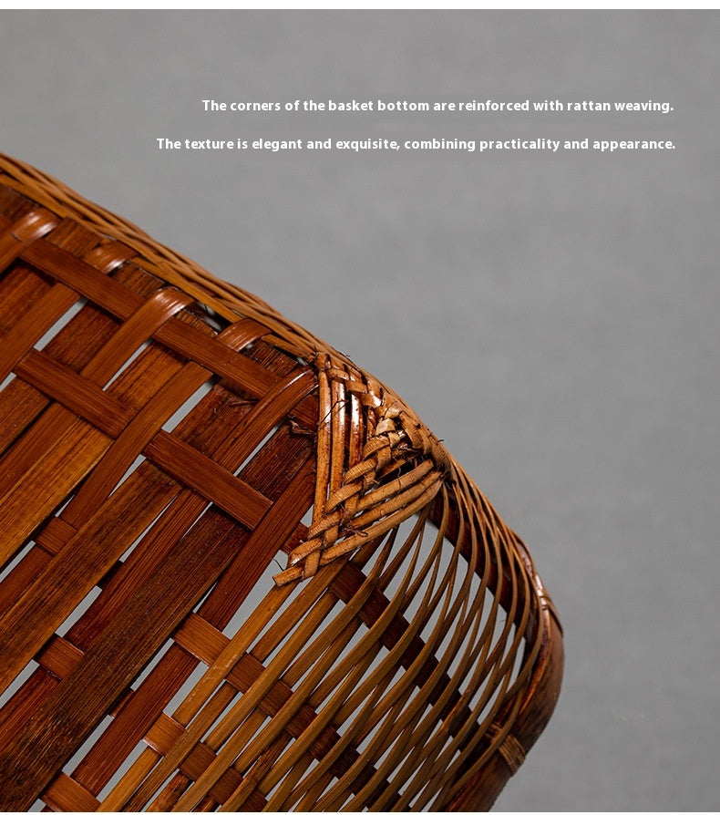 Vintage Handheld Bamboo Basket Bamboo Woven Storage Basket Fruit Basket