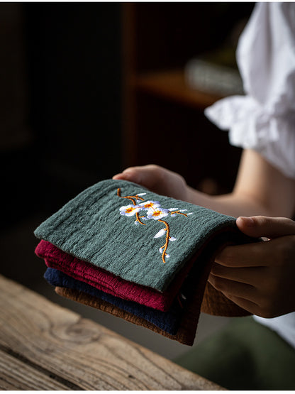 Cotton and Linen Embroidered Tea Towel