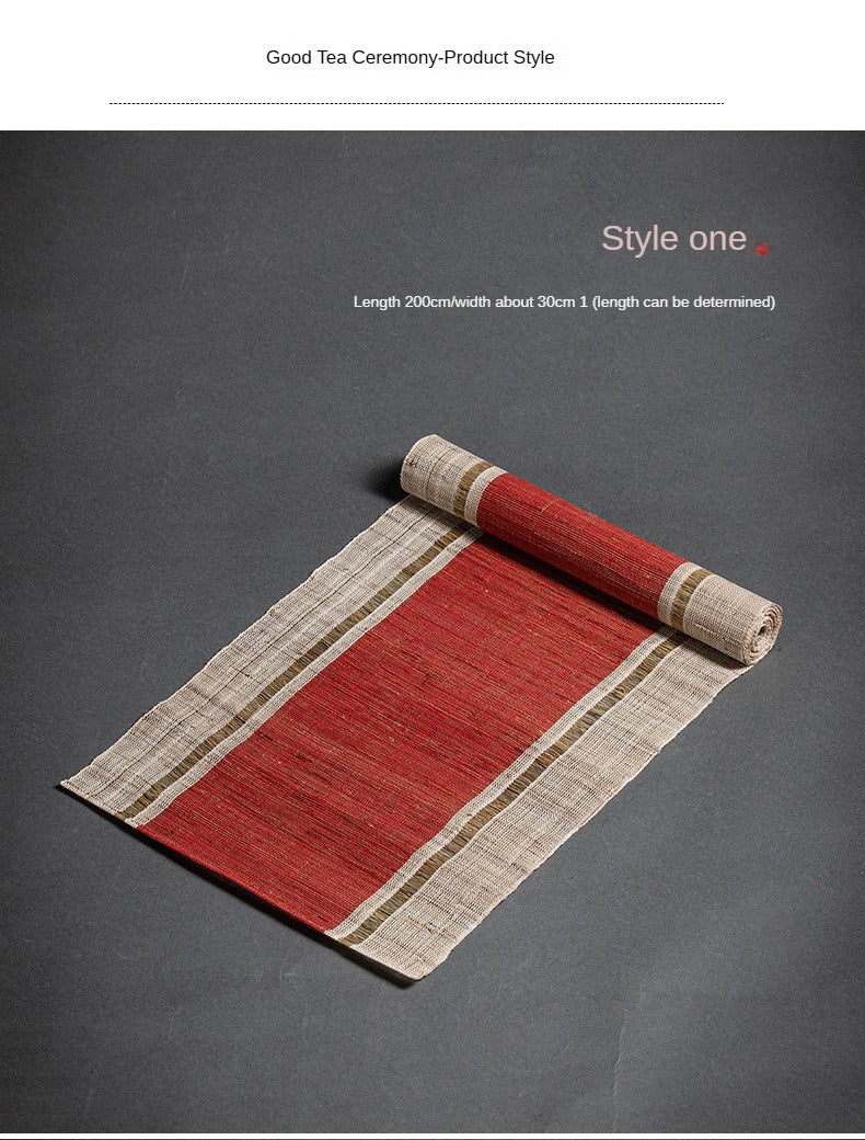 Hand-woven hemp grass tea mat