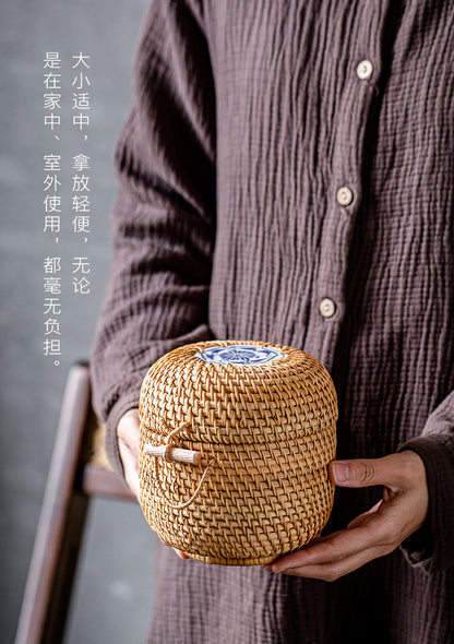 Rattan Pu'er Tea Caddy Storage Basket