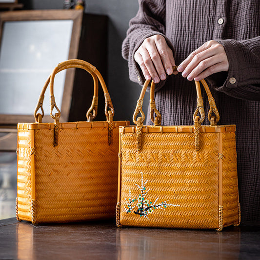 Bamboo Woven Basket Bag