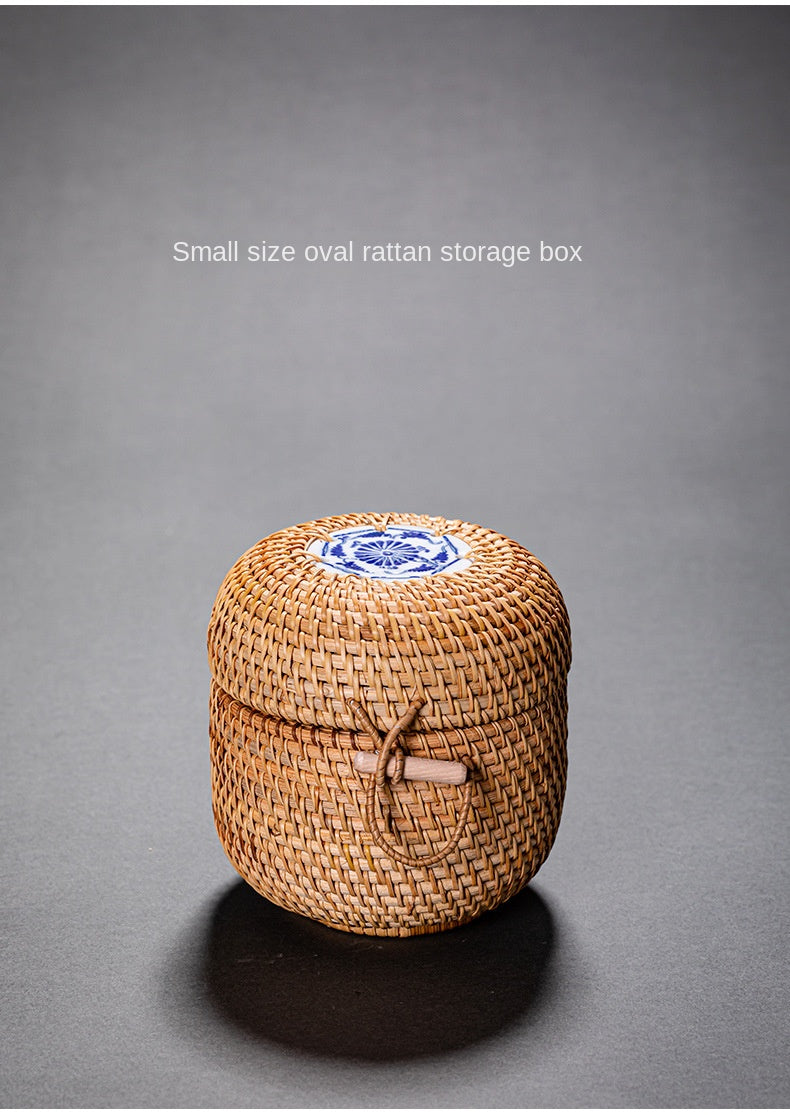 Rattan Pu'er Tea Caddy Storage Basket
