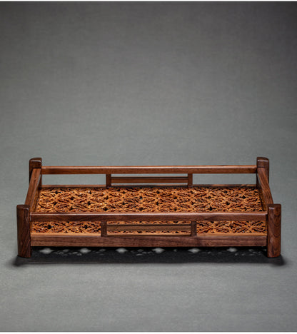 Chinese Style Walnut Black Walnut Wood Tea Set Storage Tray