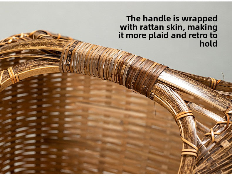 In Chinese Antique Style Bamboo Woven Cabas