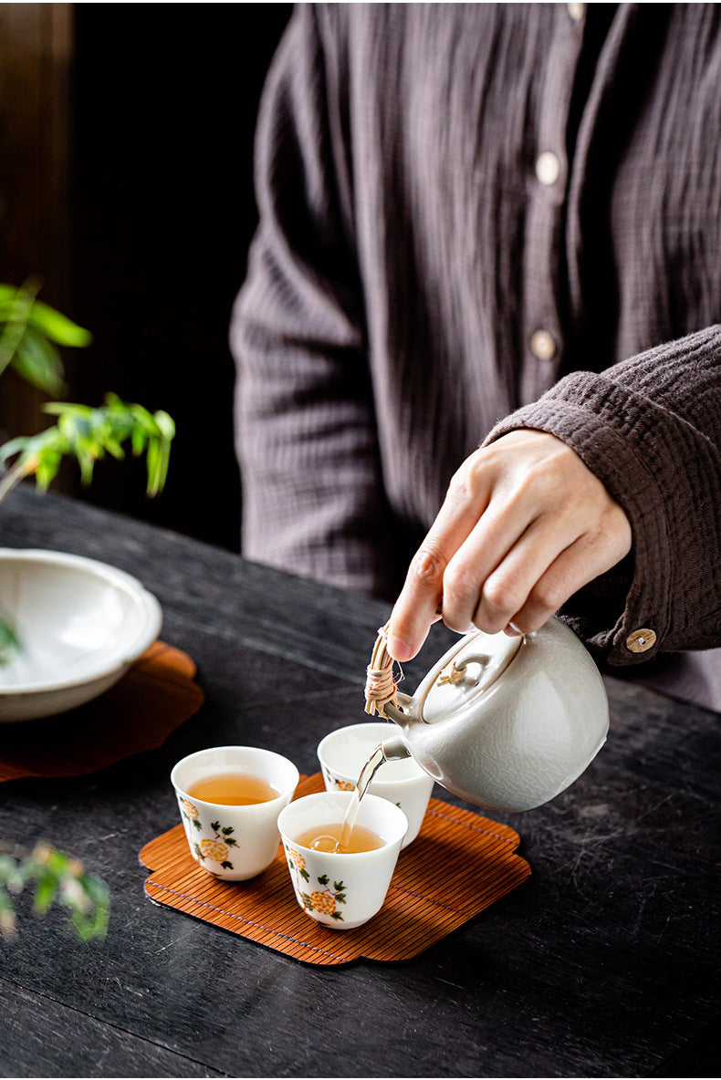 Large Lacquered Bamboo Tea Mat