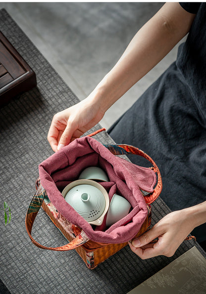 Chinese-Style Portable Bamboo Storage Bag