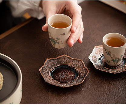 Enamel Japanese Style Metal Tea Cup Coaster