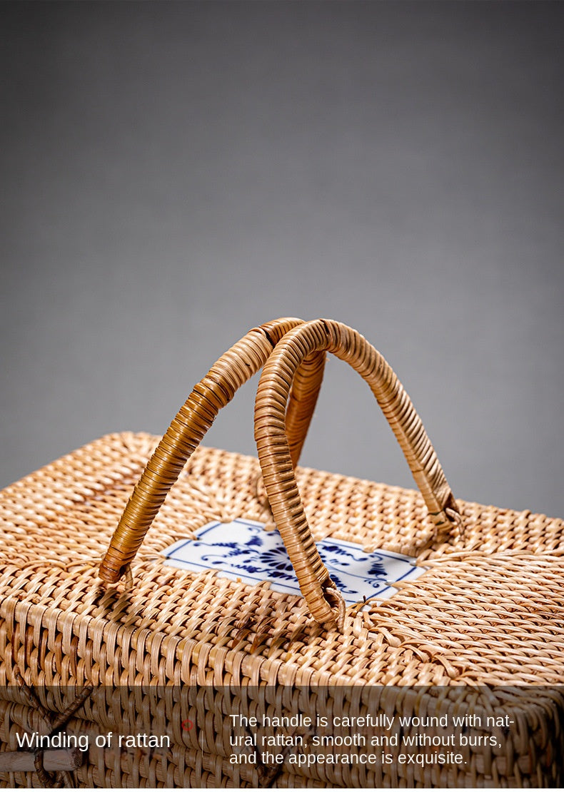 Rattan Pu'er Tea Caddy Storage Basket
