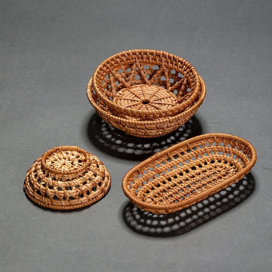 Rattan Tea Cake Tray Chinese Zen Hollow Saucer