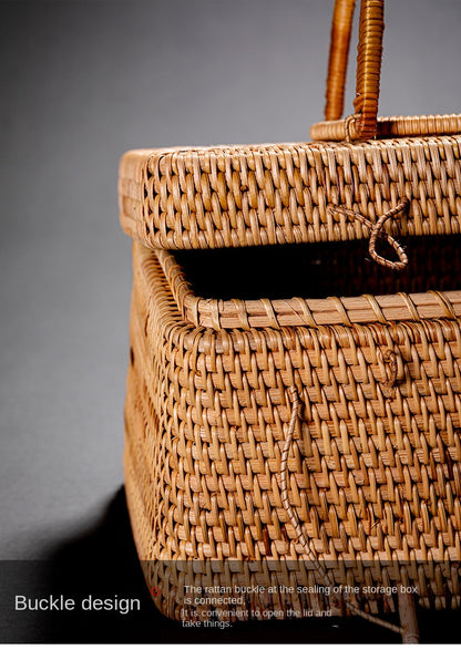 Rattan Pu'er Tea Caddy Storage Basket