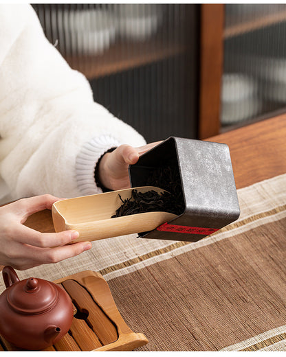 Old-fashioned bamboo tea spoon