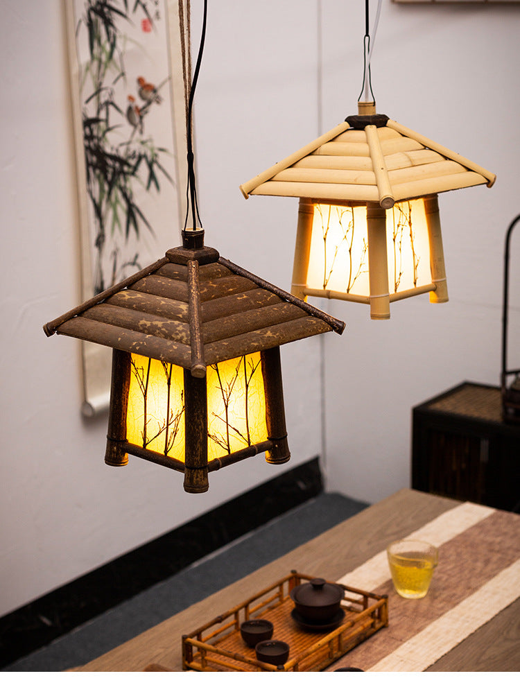 Antique bamboo-made table lamp