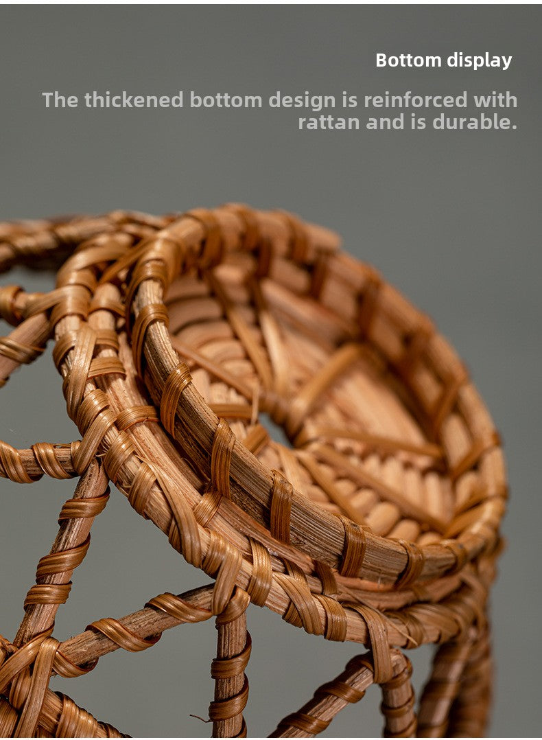 Rattan Tea Cake Tray Chinese Zen Hollow Saucer