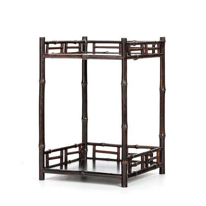 Zen-inspired Bamboo and Ancient Vase Display Shelf