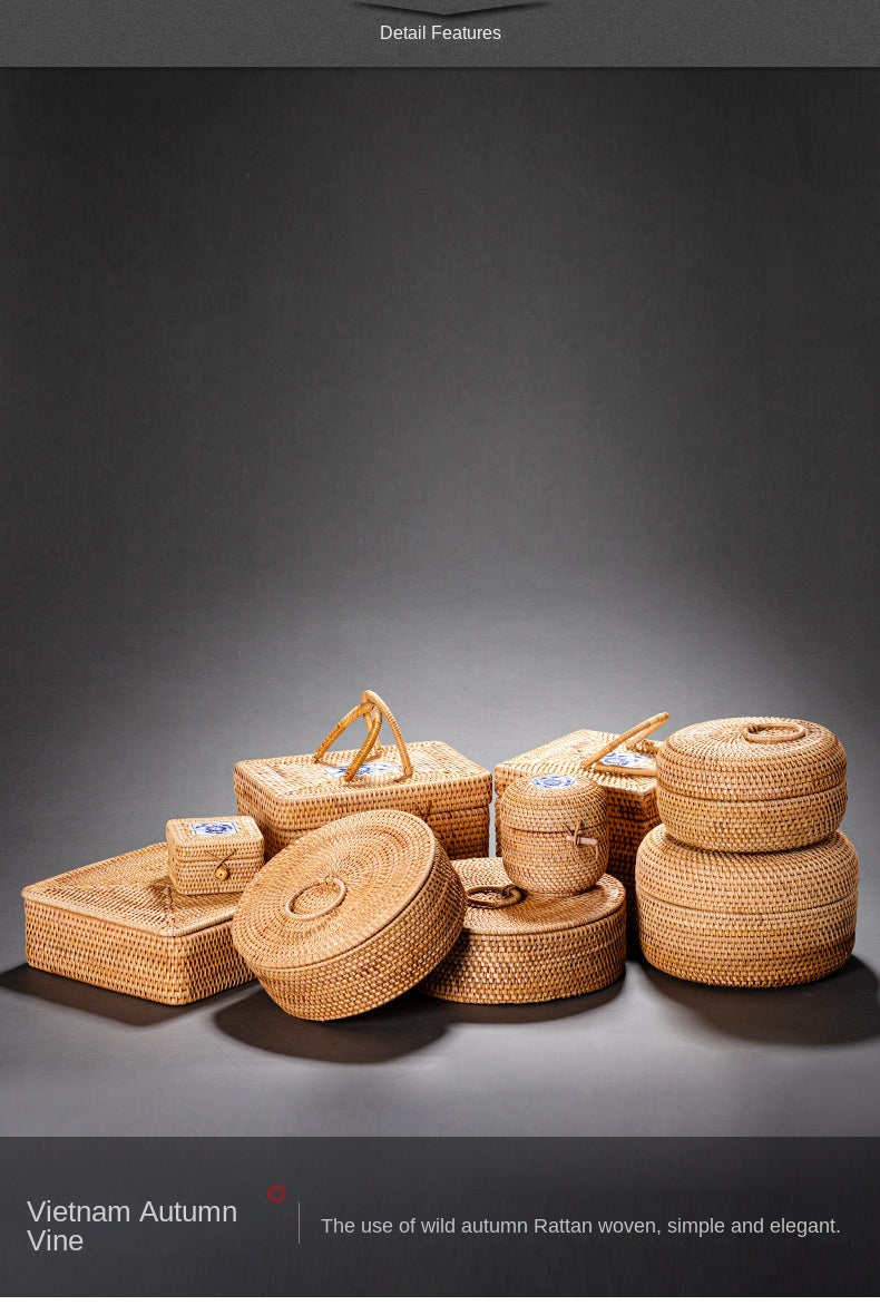 Rattan Pu'er Tea Caddy Storage Basket