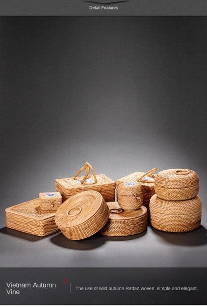 Rattan Pu'er Tea Caddy Storage Basket