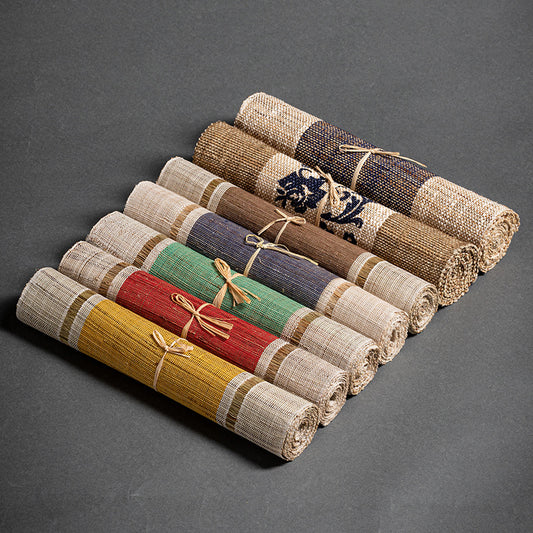 Hand-woven hemp grass tea mat