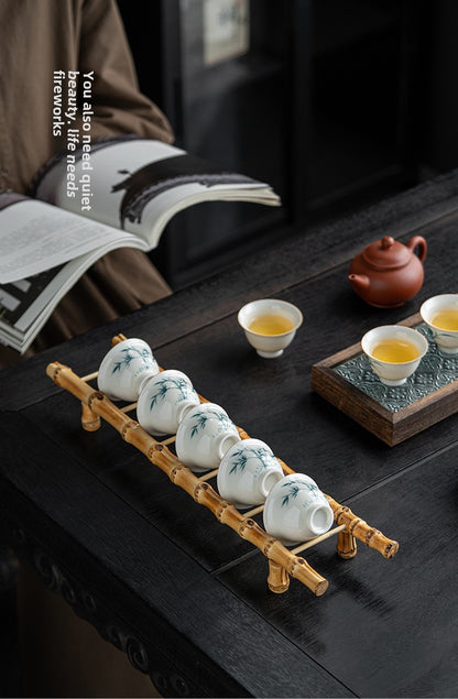 Bamboo Whip Tea Cup Holder