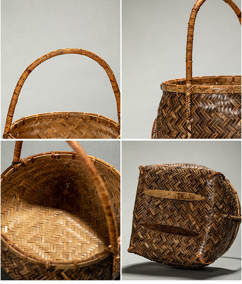 In Chinese Antique Style Bamboo Woven Cabas