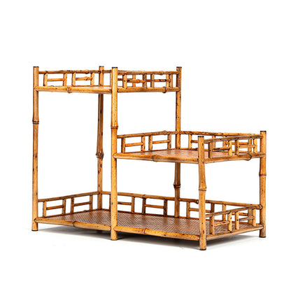Zen-inspired Bamboo and Ancient Vase Display Shelf