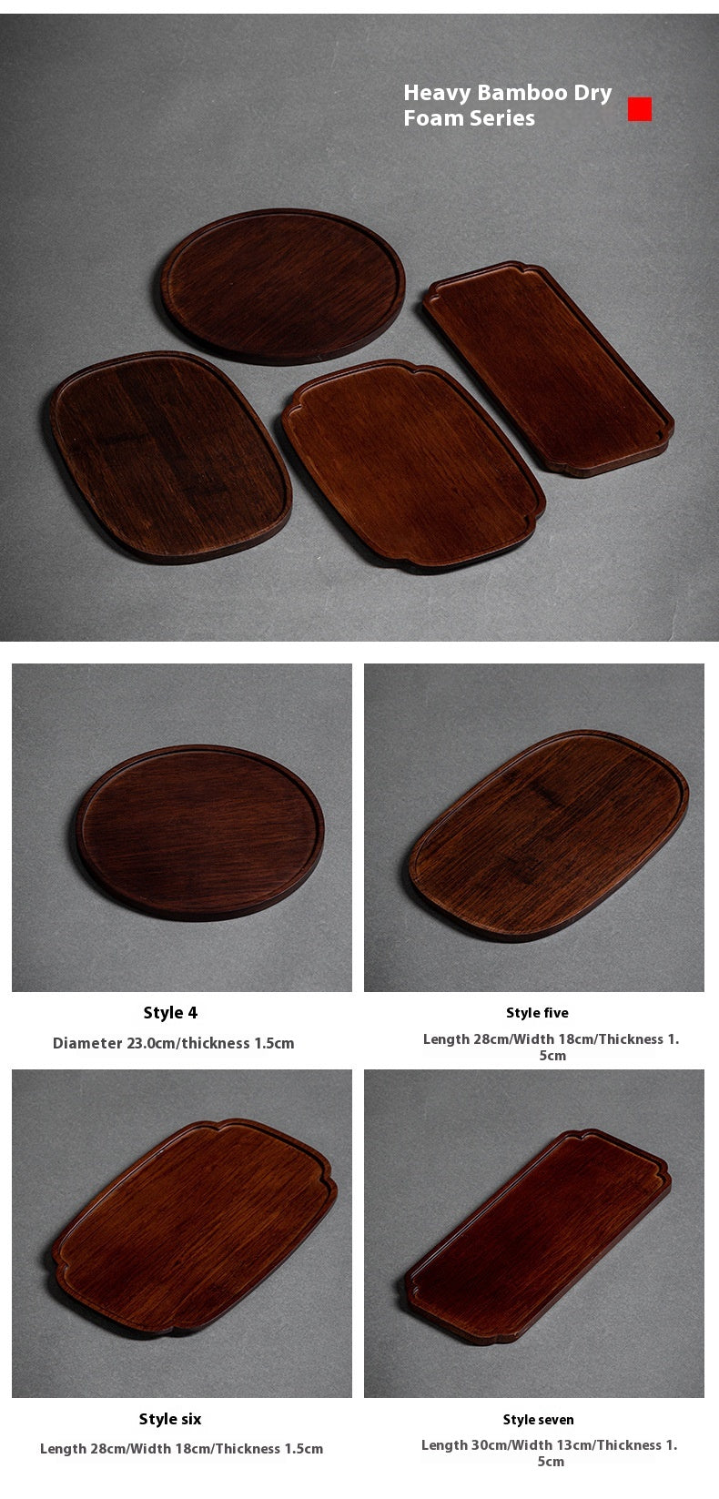 Heavy Bamboo Rectangular Single Layer Simple Tray