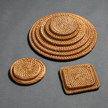 Rattan Woven Coaster Pot