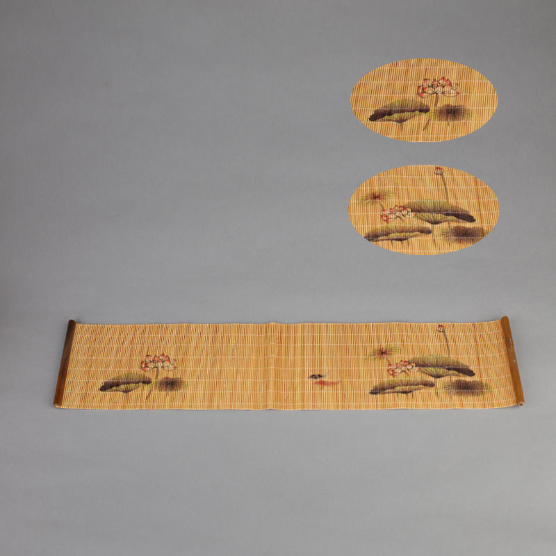 Natural Printed Bamboo Tea Mat Heat Insulation Pad