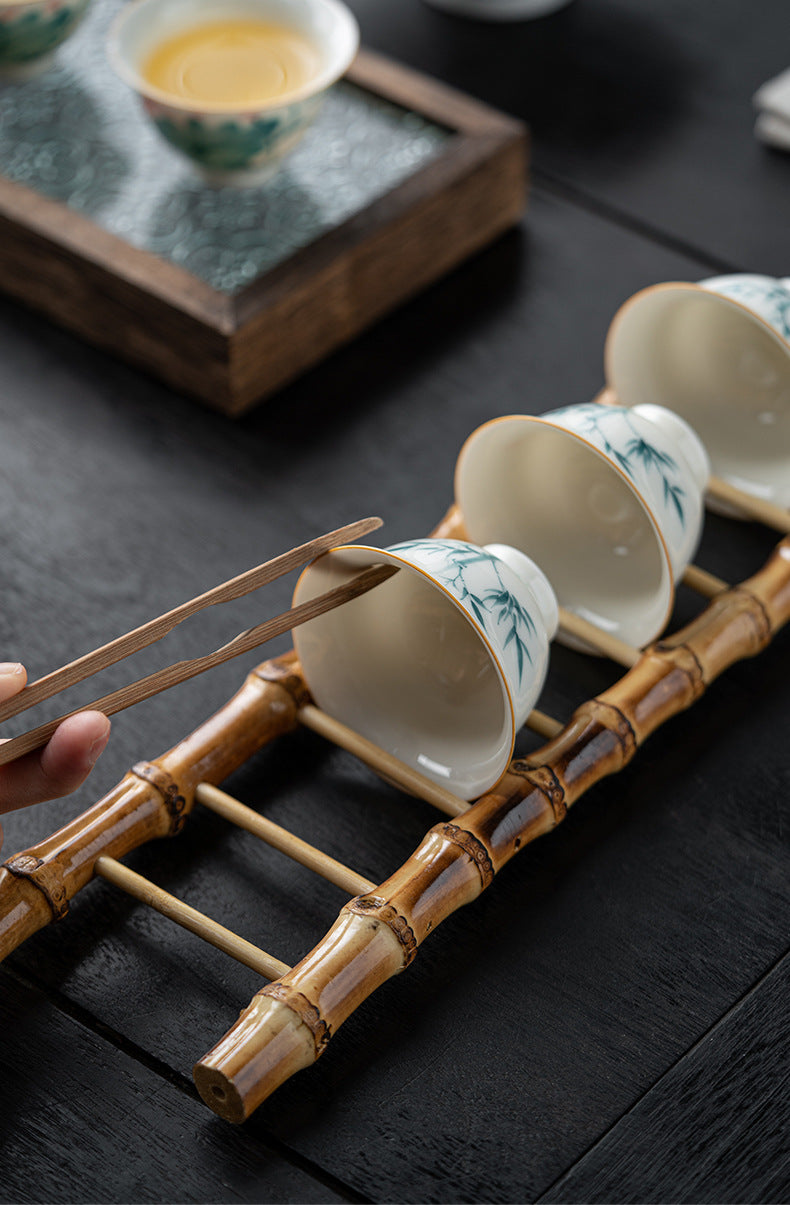 Bamboo Whip Tea Cup Holder